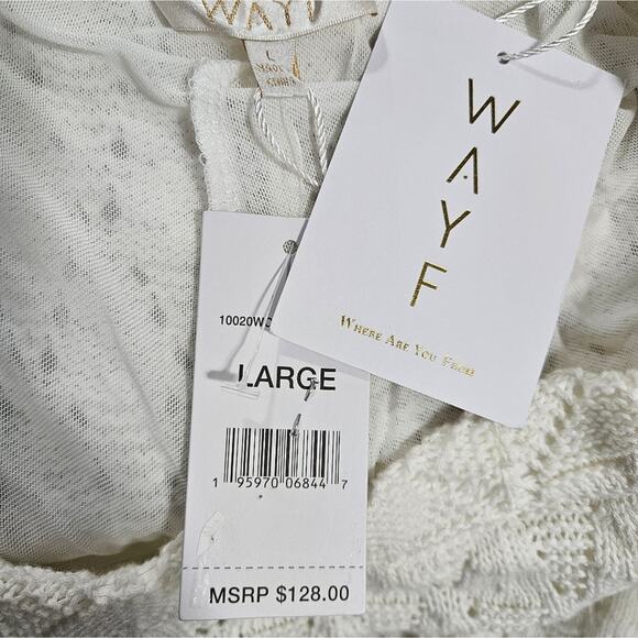 NWT WAYF BRB Pointelle Flare Leg Pants Size L - Picture 7 of 10